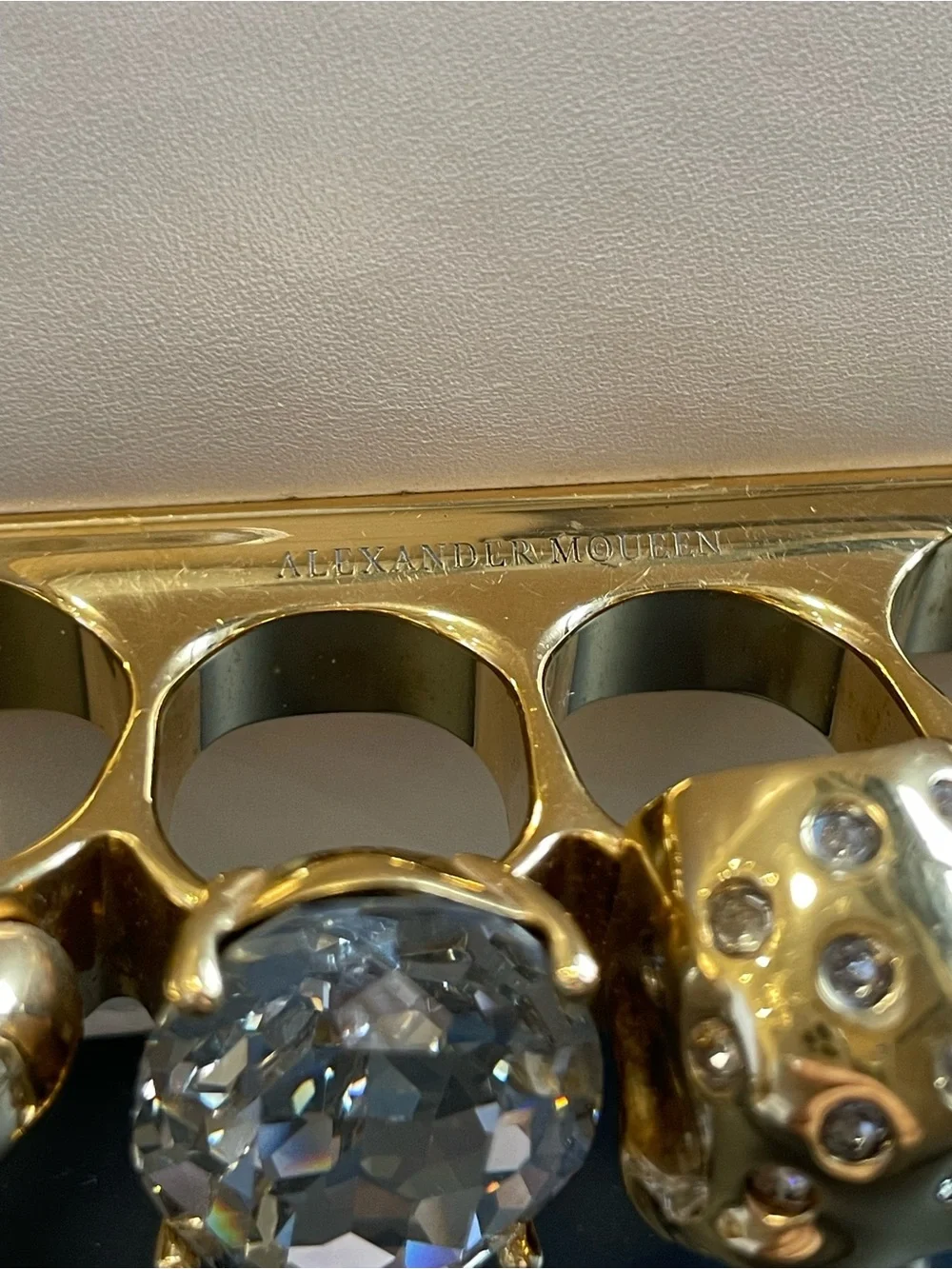 Alexander McQueen Knuckle Jeweled Satchel Shoulder Bag Swarovski Crystal Skull
